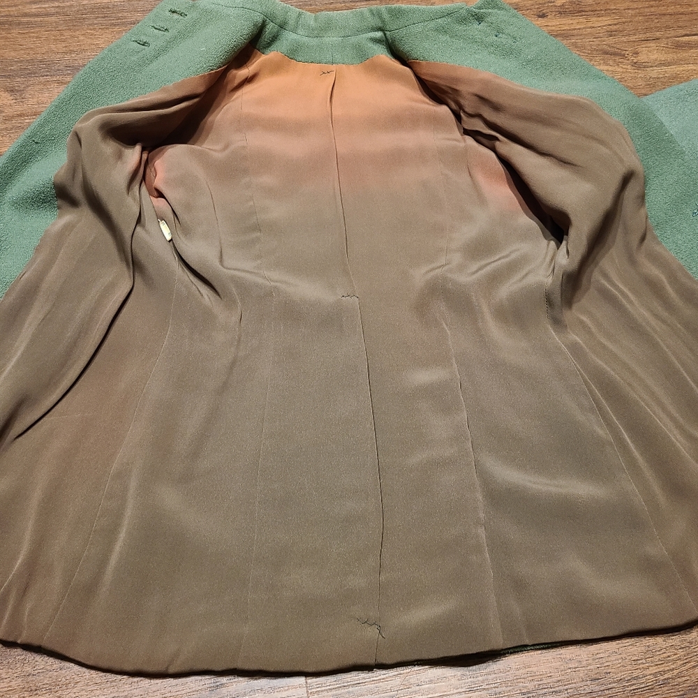 True Vintage 1940s Green Wool Gabardine Jacket S - Picture 7 of 8